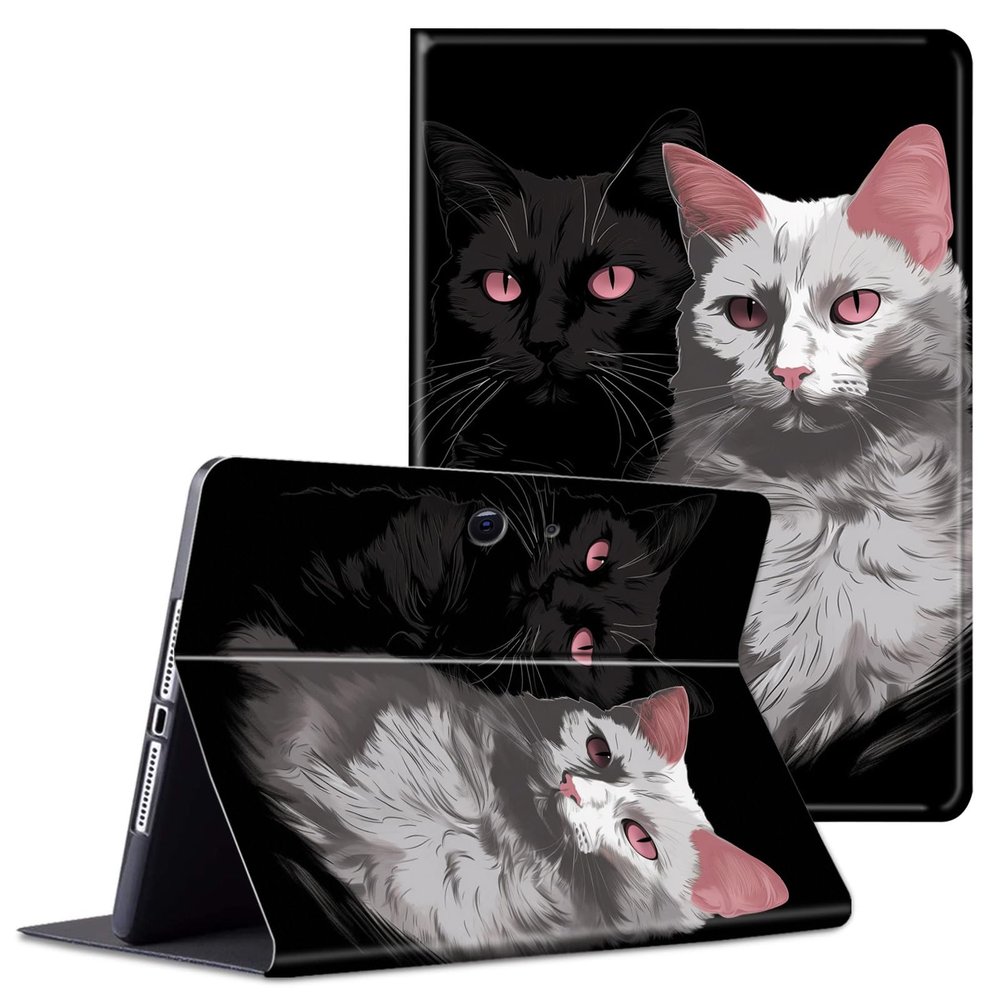 ACWDMKH for Microsoft Surface Pro 9 Case Protector PU Leather Slim Folio Stand Multiple Viewing Angles Shockproof Cover for Surface Pro 9 13 Inch 2022 Tablet Cover,Black White Cat
