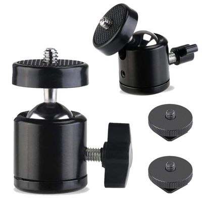 Universal 1/4" Swivel Mini Ball Head Screw Tripod Mount with Hot Shoe2 Pack, Eszkozta 360 Degree Rotating Mount Base Adapter for DSLR Cameras HTC Vive Tripods Monopods Camcorder Light Stand