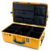 Pelican 1595 Case by ColorCase - Yellow - Large Sized Waterproof Case with TrekPak Divider System & Laptop Computer Lid Pouch - Blue Handles & Latches view 1