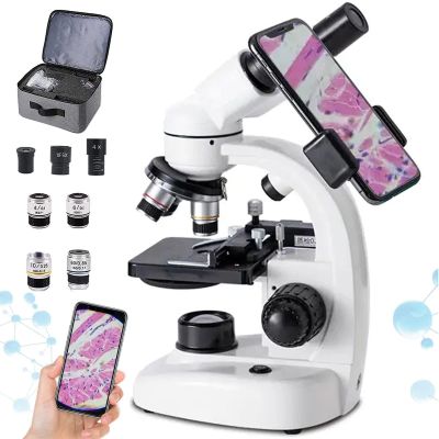 40-1000X Compound Binocular Microscope, Dual LED Illumination & Two-Layer Mechanical Stage Biological Microscope for Adults & Students, Includes Phone Holder,15000X