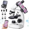 40-1000X Compound Binocular Microscope, Dual LED Illumination & Two-Layer Mechanical Stage Biological Microscope for Adults & Students, Includes Phone Holder,15000X view 1