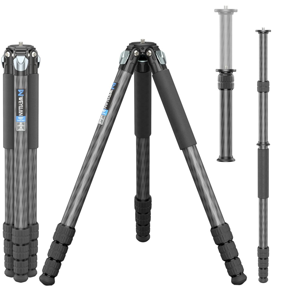 81'' Compact Carbon Fiber Tripod for Camera WEYLLAN Heavy Duty Tripod Camera, 10-Layer Carbon Fiber Tube, 32.5mm Professional Tripods Leg, Travel tripods for Camcorder Telephoto Lens, Max Load 20kg
