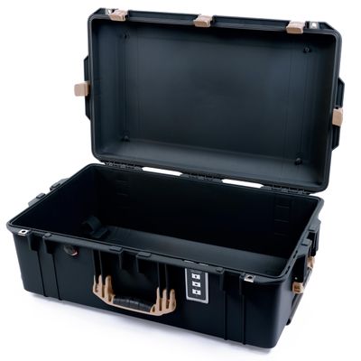 Pelican 1595 Case by ColorCase - Black - Large Sized Waterproof Case (Case Only) - Desert Tan Handles & Latches