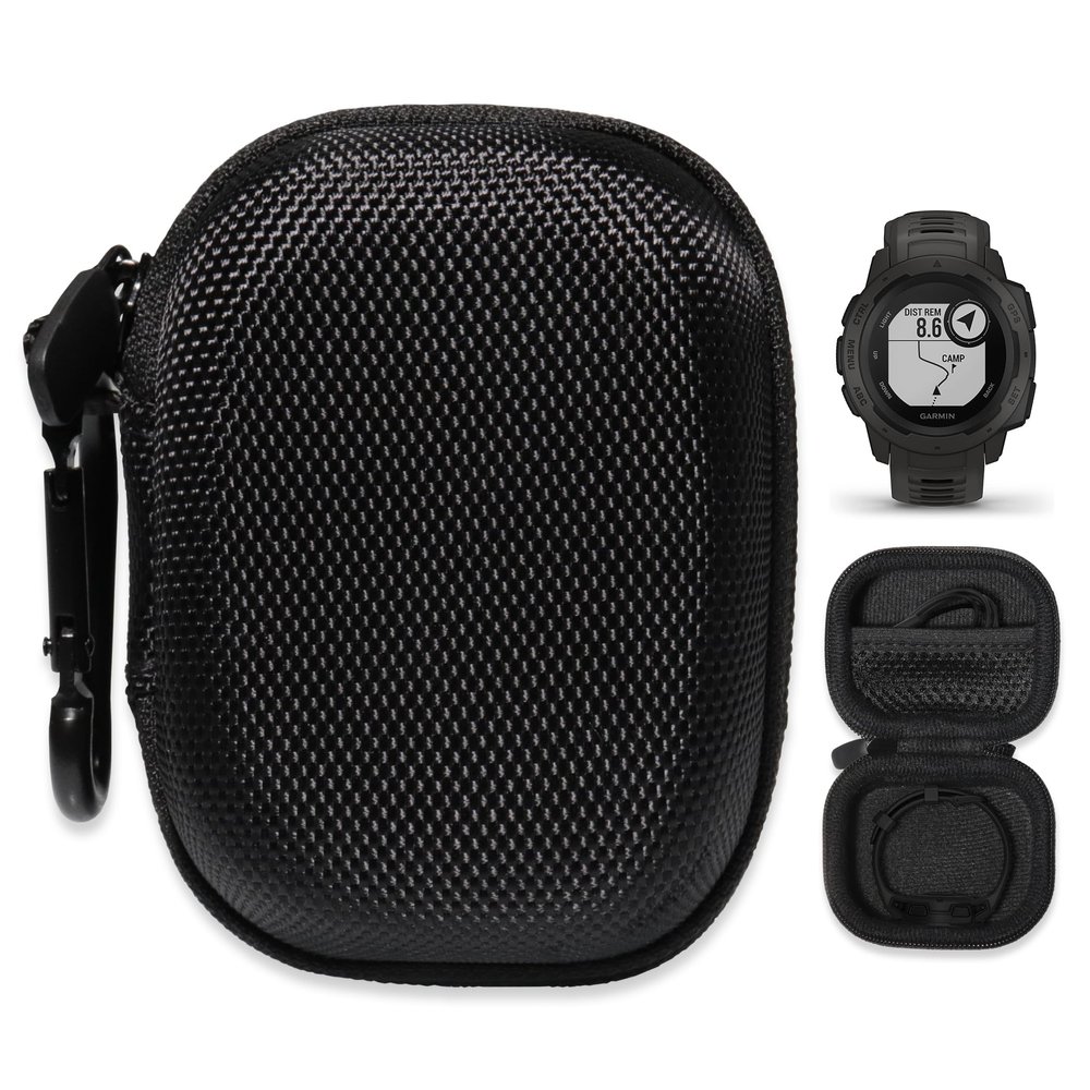 Alltravel Organizing Case for Garmin Instinct, Instinct 2 Rugged Outdoor Watch with GPS, mesh pocket for charger cable (Black)