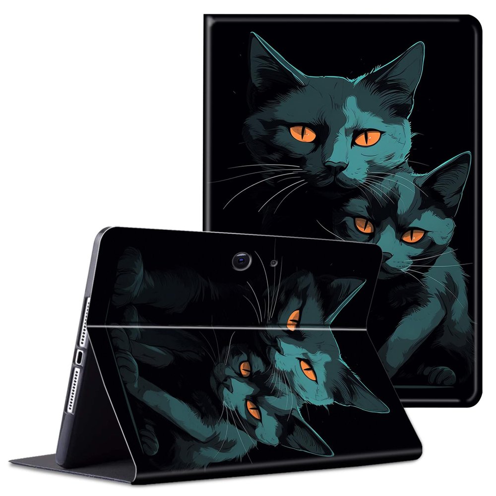 ACWDMKH for Microsoft Surface Pro 8 Case Protector PU Leather Slim Folio Stand Multiple Viewing Angles Shockproof Cover for Surface Pro 8 13 Inch 2021 Tablet Cover,Black Cat Embraces