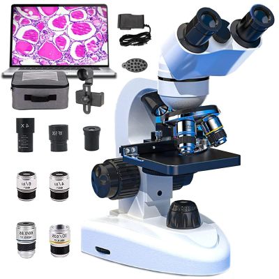 40x-2500xm Agnification,Lab Microscopes for Adults, Can Be Connected to Mobile Phones, with Led Illumination&Storage Bag, Interpupillary Distance Adjustment Range: 55-57mm,15000X