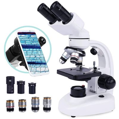 Binocular Compound Microscope, 40-1000X Magnification Microscope with LED Illumination, Biological Binocular Microscope for Aldults Beginners Students Gifts,6000X
