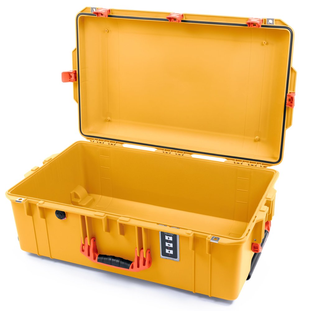 Pelican 1595 Case by ColorCase - Yellow - Large Sized Waterproof Case (Case Only) - Orange Handles & Latches