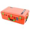 Pelican 1595 Case by ColorCase - Orange - Large Sized Waterproof Case with Pick & Pluck Foam & Laptop Computer Lid Pouch - Lime Green Handles & Latches view 2
