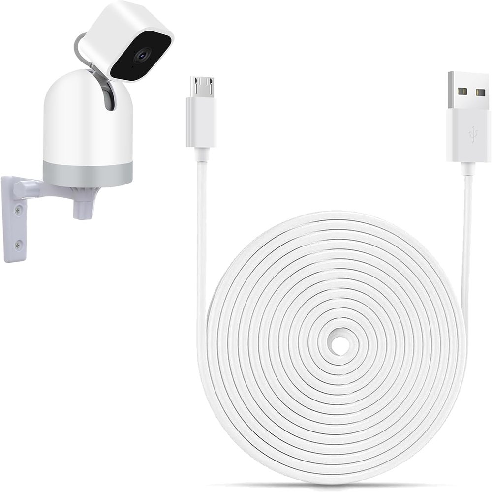 Camera Wall Mount Charger Extension Cable Compatible with Blink Mini Pan Tilt,16 FT Micro USB Power Extension Cable for Security Camera, (2 Pack)