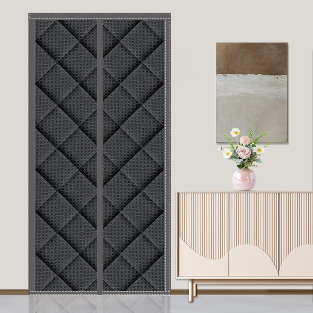 Insulated Door Curtain Fits Door Size 24 x 90 inch, Screen Size 27" x 92" Insulated Door Screen Curtains Keep Draft Out for Ac Room for Air Conditioner Heater Room Home Kitchen