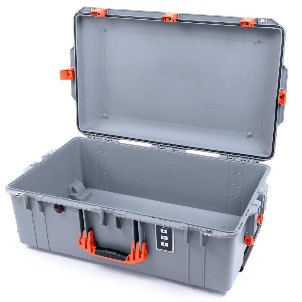 Pelican 1595 Case by ColorCase - Silver - Large Sized Waterproof Case (Case Only) - Orange Handles & Latches