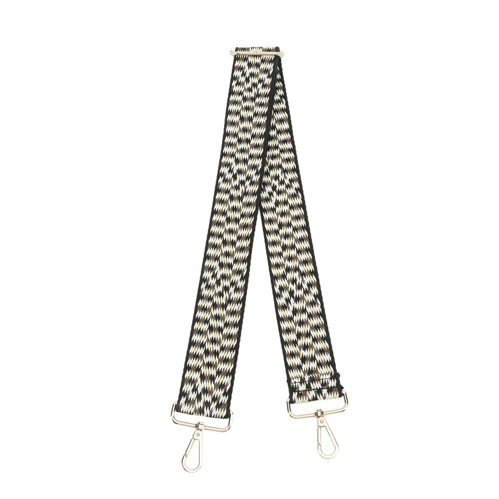 MAVIS LAVEN Camera Shoulder Neck Strap, Webbing Camera Strap Widened Polyester Fabric for Travelling (Black Gold White)