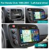 Podofo 2G+32G 2 Din Car Stereo for Honda Civic 1996-2001 with Wireless Carplay Android Auto,9 Inch Android 13 Car Radio Tourchscreen Support GPS/Mirror Link/SWC/FM&RDS Radio+AHD Backup Camera+Micphone view 2