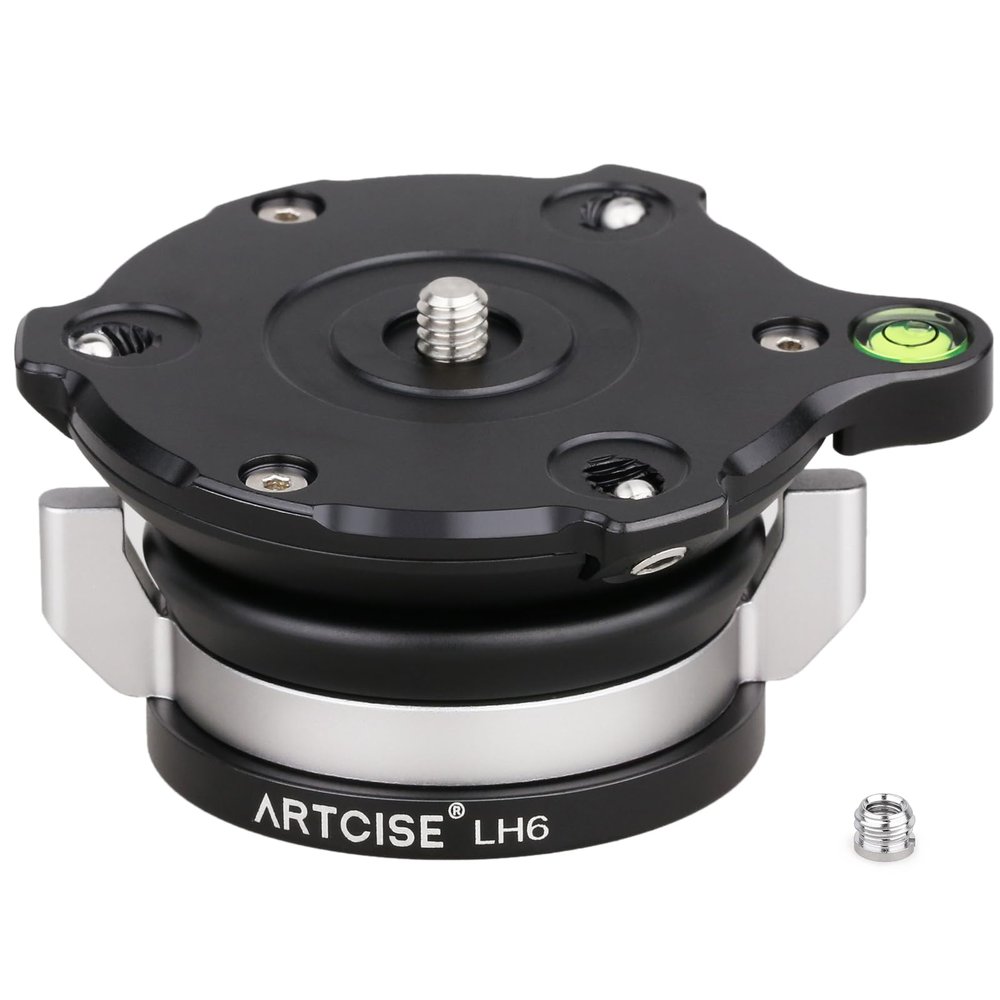 ARTCISE Tripod Leveling Base Aluminum Alloy -15/+15 Tilt Adjusting Leveler Flat Plate 360 Panoramic Compatible with Canon Nikon Sony DSLR Camera Camcorder Max Load 22 lbs/10Kg