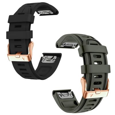 20mm Watch Band Replacement for Garmin fenix 5S/5S Plus/6S/7S/Instinct 2S/D2Quick Fit silicone with rosegold buckle, BLACK and ARMYGREEN Bundle