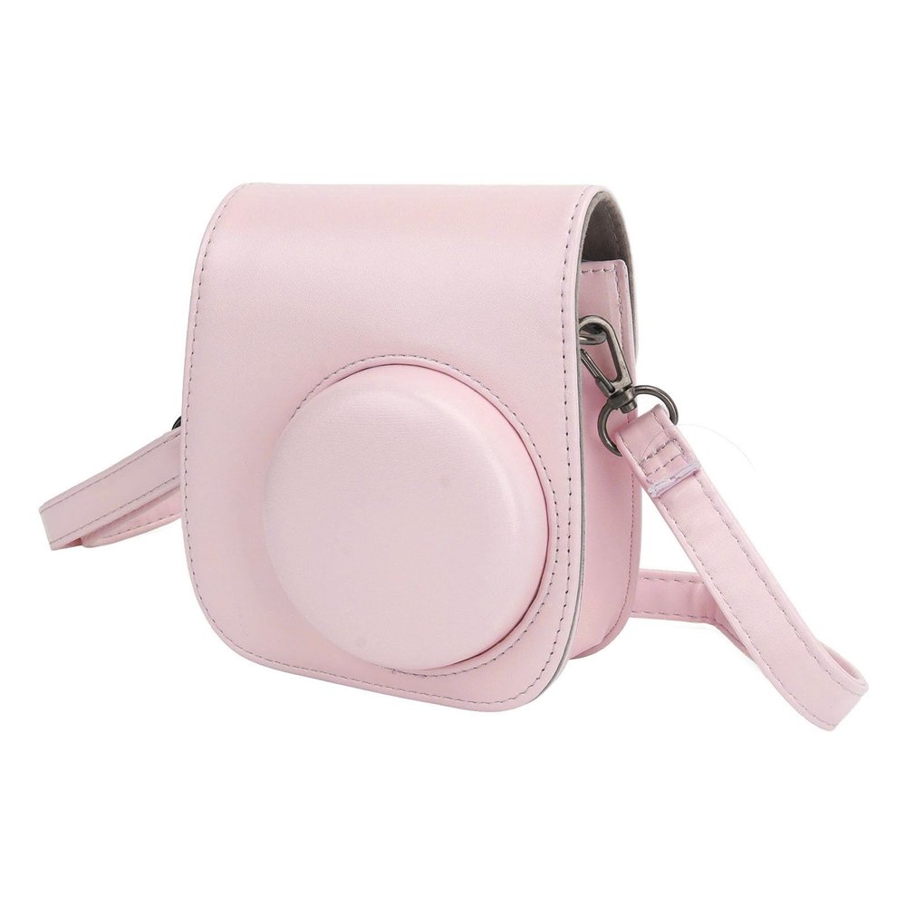 Airshi Camera Case, PU Heavy Duty Antiscratch Mini Camera Bag Adjustable with Stickers for Mini 12 (Pink)