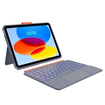 Case with Keyboard for iPad 10th Generation & 11th (A16, 2025): Bluetooth Wireless Detachable Magnetic Stand Rechargeable Keyboard with Folio Slim Compact Removable Cover with Trackpad, White Backlit