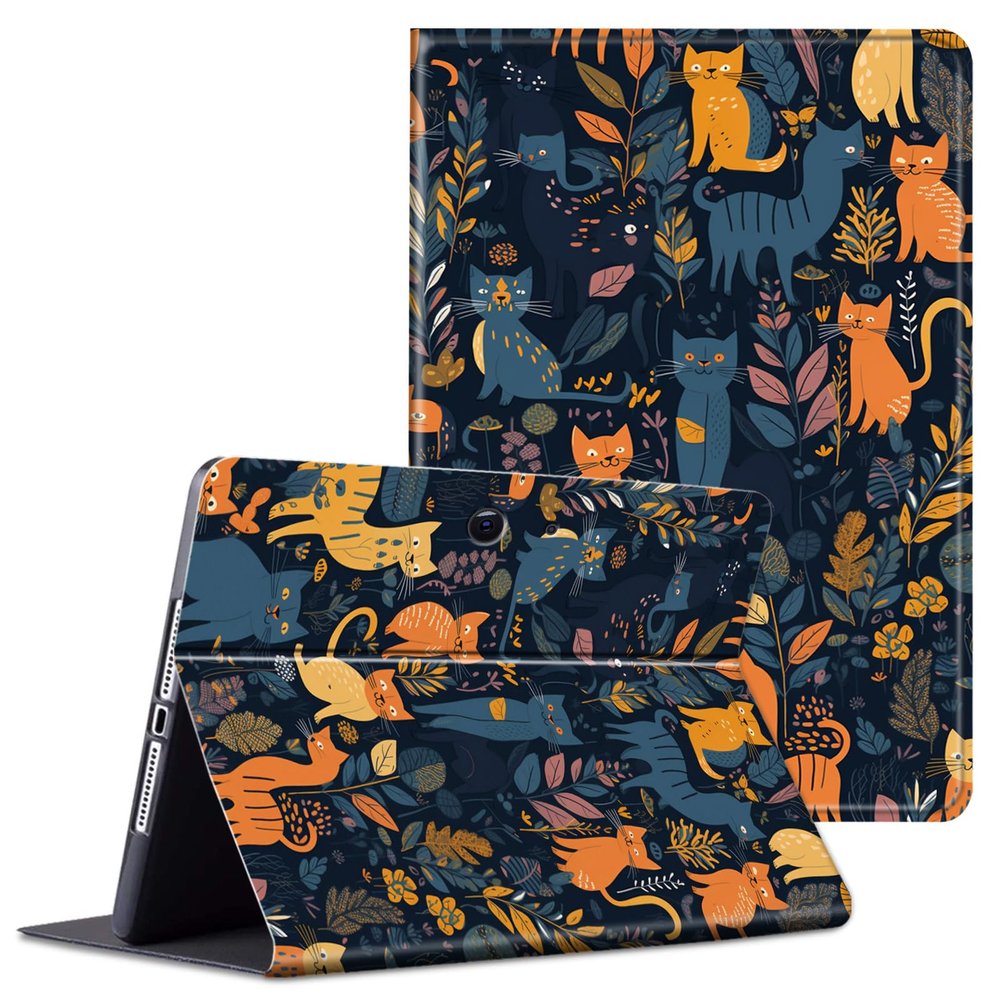 ACWDMKH for Surface Pro X Case Protector PU Leather Slim Folio Stand Multiple Viewing Angles Shockproof Cover for Microsoft Surface Pro X 13" 2021/2020/2019 Tablet,Cat and Plant