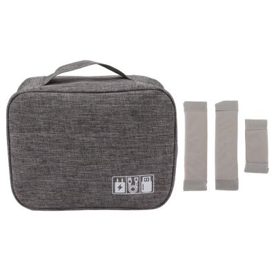 Portable Cable Organizer Bag - Waterproof Electronics Accessories Carrying Case for Chargers, Hard Drives, Gray