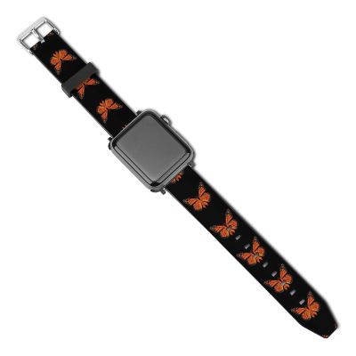 MS Multiple Sclerosis Awareness Butterfly Replacement Band Compatible with Apple Watch PU Leather Strap Wristbands 38mm/40mm
