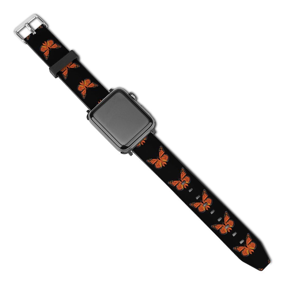 MS Multiple Sclerosis Awareness Butterfly Replacement Band Compatible with Apple Watch PU Leather Strap Wristbands 38mm/40mm