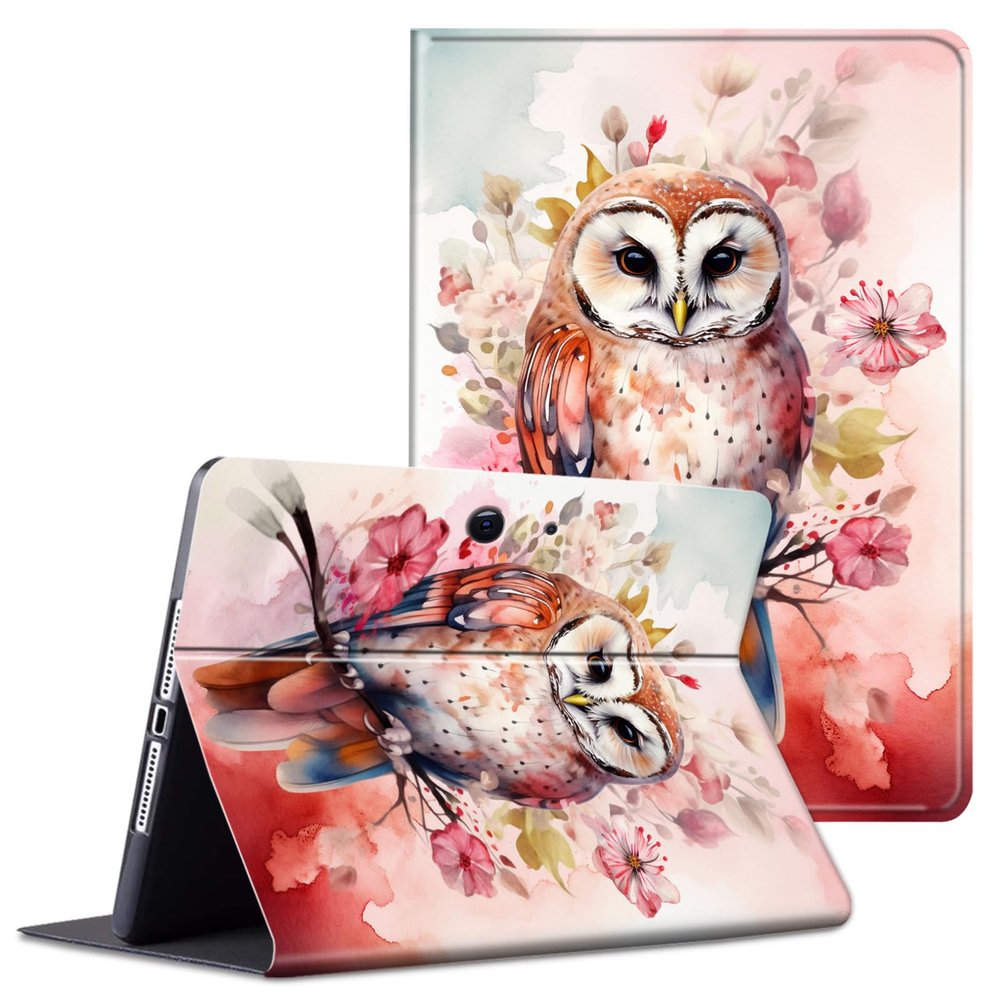 ACWDMKH for Surface Pro X Case Protector PU Leather Slim Folio Stand Multiple Viewing Angles Shockproof Cover for Microsoft Surface Pro X 13" 2021/2020/2019 Tablet,Flower and Owl