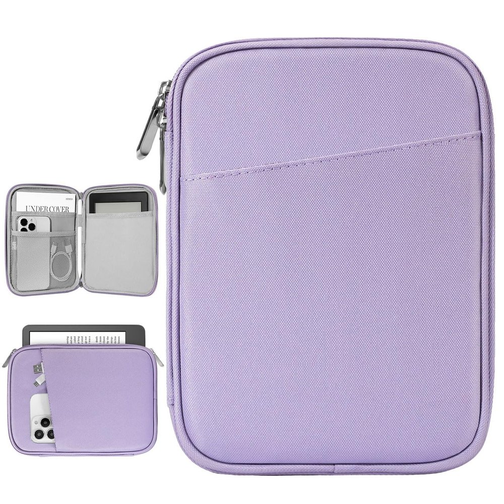 Vinabilia 6-7 Inch Sleeve Carrying Case for 7" Kindle Colorsoft Signature Edition and All-New Kindle Paperwhite, Protective Sleeve Cover Pouch Bag for 6" Kindle/Kindle Oasis/E-Reader, Grey Purple