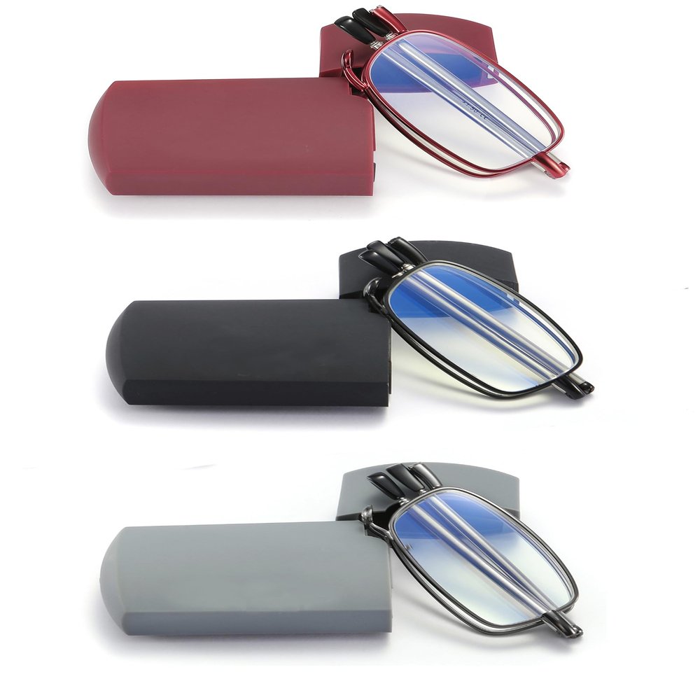 sevenplus 3 Pack Refined Reading Glasses for Women Man, Foldable Computer Readers with Blue Light Protection, Anti-Eyestrain/Glare 1.5X