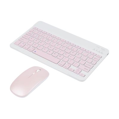 Bluetooth Keyboard and Mouse Combo Ultra-Slim Portable Rechargeable Compact Wireless Mouse Keyboard Set for Pad/iPad Pro/iPad mini/iPad Air Mac OS,Android Windows iOS and Above(Pink)