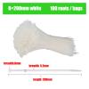 CHATROOM 100pcs Cable Tie Self-Locking Plastic Nylon Tie White Organiser Fasten Cable Wire Cable Zip Ties (Color : White, Size : 8x200mm) view 2