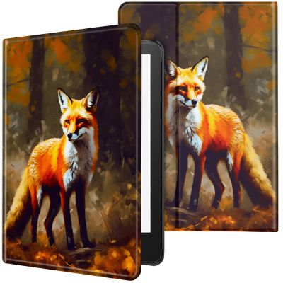 CGFGHHUY Case for 6.8 inch Kindle Paperwhite 11th Generation 2021/Kindle Paperwhite Signature Edition Lightweight Protective Smart Stand Cover with Auto Wake Sleep - Forest and Fox