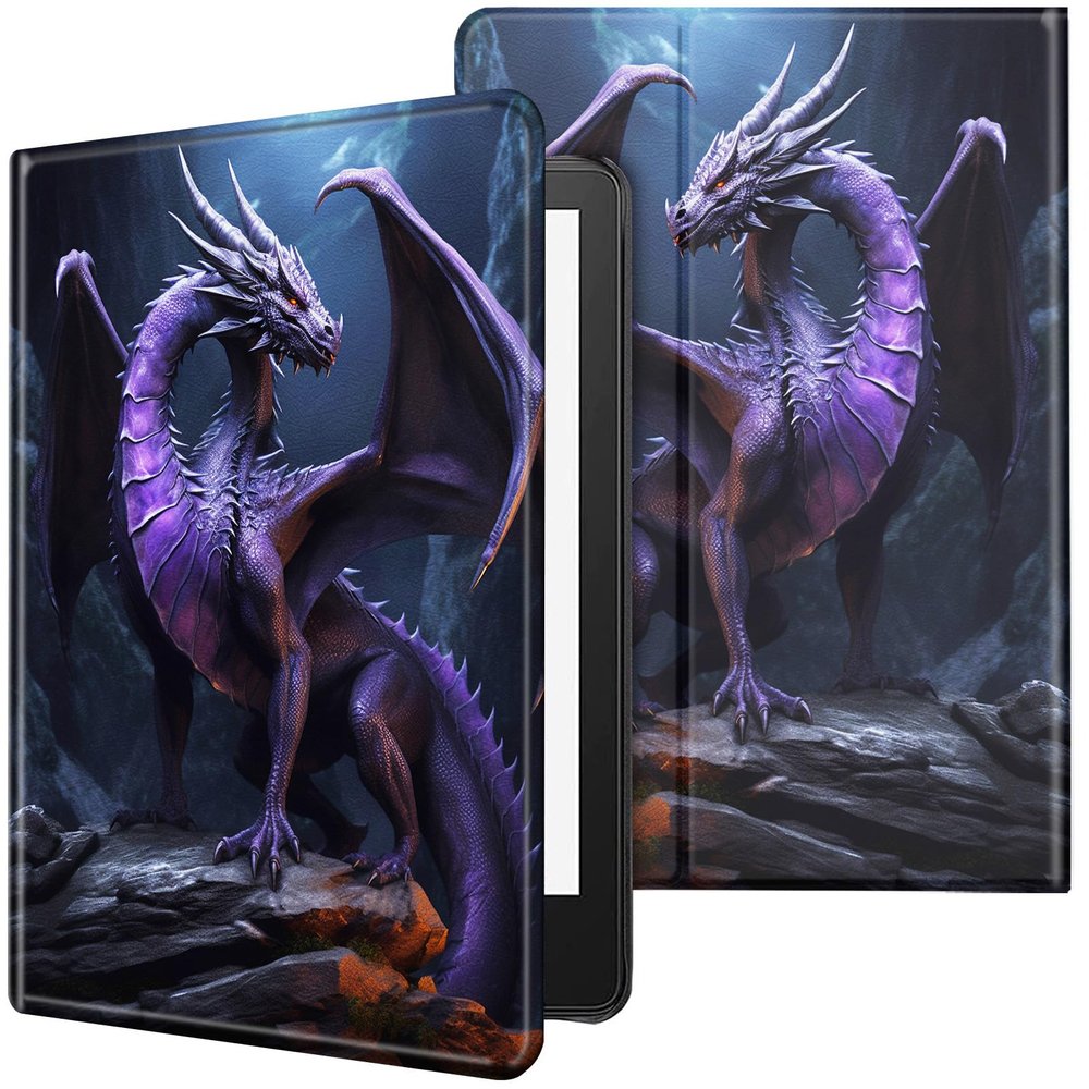 CGFGHHUY Case for 6.8 inch Kindle Paperwhite 11th Generation 2021/Kindle Paperwhite Signature Edition Lightweight Protective Smart Stand Cover with Auto Wake Sleep - Purple Dragon