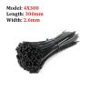 CHATROOM Self-Locking Plastic Nylon Cable Tie 100 Pcs Black 5x300 Cable Tie Fastening Ring 3x200 Industrial Cable Tie Cable Tie (Color : Black, Size : 4x300 Width 2.6mm) view 2