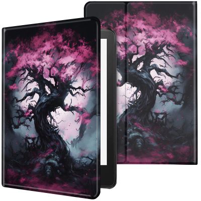 CGFGHHUY for Kindle Scribe Case for Kindle Scribe Cover 10.2 inch Lightweight Protective PU Leather Smart Stand Cover with Auto Wake Sleep Case for Kindle Scribe 2022 - Cherry Blossom Tree