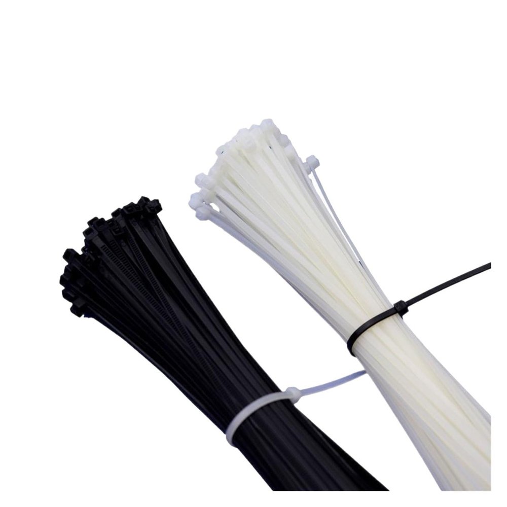 CHATROOM 100PCS Nylon Cable Ties 3 * 100 3 * 150 3 * 200 White Black Cable Wire Ties Self Lock Zip Ties 100/150/200/250mm (Color : Black 100pcs, Size : 5x200)
