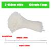 CHATROOM 100pcs Cable Tie Self-Locking Plastic Nylon Tie White Organiser Fasten Cable Wire Cable Zip Ties (Color : White, Size : 3x150mm) view 2