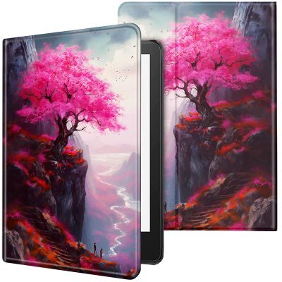 CGFGHHUY Case for 6.8 inch Kindle Paperwhite 11th Generation 2021/Kindle Paperwhite Signature Edition Lightweight Protective Smart Stand Cover with Auto Wake Sleep - Cherry Blossoms in Mountain