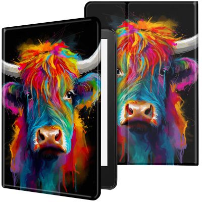 CGFGHHUY for Kindle Paperwhite Case 6 inch 10th Generation 2018 Lightweight Protective Smart Stand Cover with Auto Wake Sleep Case for Kindle Paperwhite E-Reader - Beautiful Watercolor Cow