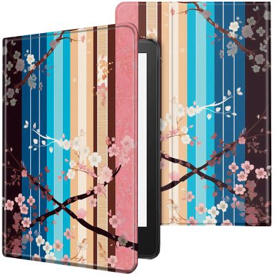 CGFGHHUY for Kindle Paperwhite Case 6 inch 10th Generation 2018 Lightweight Protective Smart Stand Cover with Auto Wake Sleep Case for Kindle Paperwhite E-Reader - Cherry Blossom on Wood