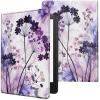 CGFGHHUY for Kindle Scribe Case for Kindle Scribe Cover 10.2 inch Lightweight Protective PU Leather Smart Stand Cover with Auto Wake Sleep Case for Kindle Scribe 2022 - Purple Marble and Flowers view 1