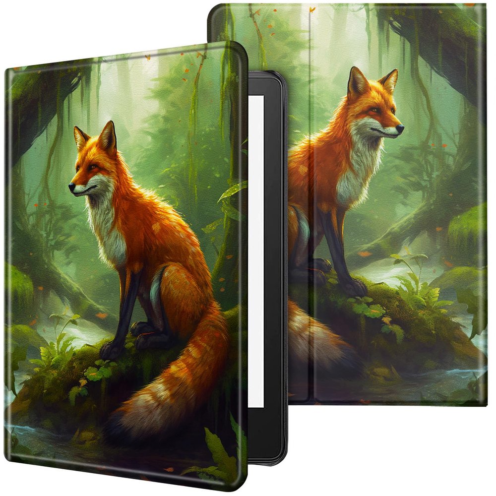 CGFGHHUY Case for 6.8 inch Kindle Paperwhite 11th Generation 2021/Kindle Paperwhite Signature Edition Lightweight Protective Smart Stand Cover with Auto Wake Sleep - Green Forest Fox