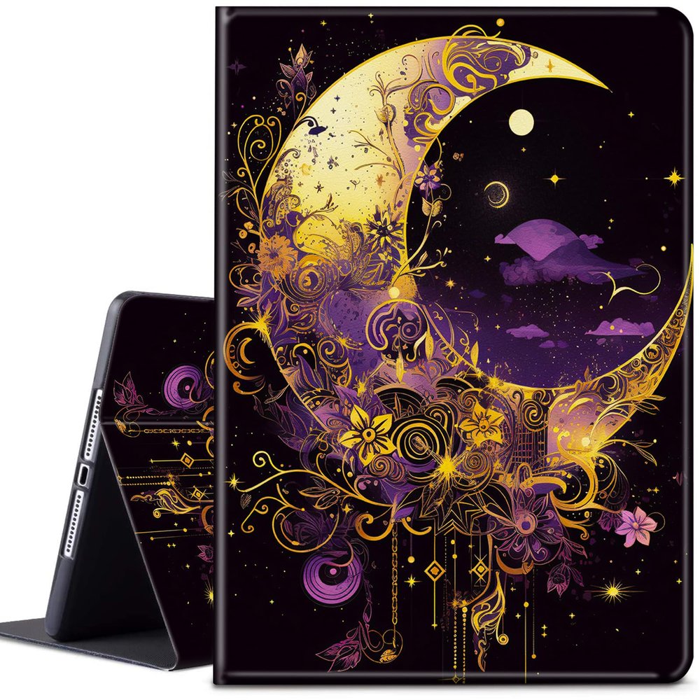 CGFGHHUY for Kindle Fire 7 Tablet Case 2019/2017 Release 9th/7th Generation 7 inch Lightweight Protective PU Leather Smart Stand Cover with Auto Wake Sleep - Yellow Moon and Flower