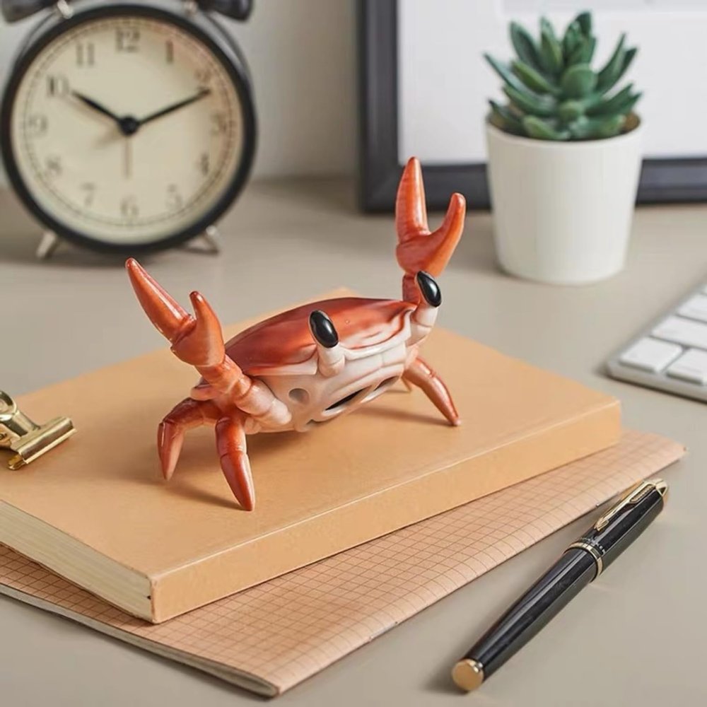 2 in 1 Mobile Phone StandSpeaker, 360 Degree Surround Sound, WirelessConnection, Vivid Crab Shape Decoration for Desk (Red)