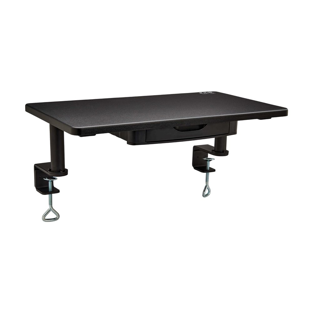 Tripp Lite Clamp-on Universal Monitor Riser Stand with Storage Drawer, Monitor Shelf for Desk, 23.6" Platform for Wide Monitors, 6.5" Tall, Black, TAA Complaint, 5-Year Warranty (WWSSC2414TAA)