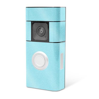 MightySkins Glossy Glitter Skin Compatible with Ring Video Doorbell Plus - Solid Baby Blue | Protective, Durable High-Gloss Glitter Finish | Easy to Apply