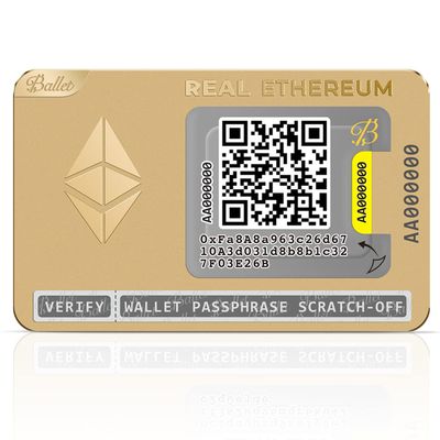 Ballet REAL Ethereum (ETH), Gold Edition - The Easiest Crypto Cold Storage Card, Cryptocurrency Hardware Wallet with Multicurrency and NFT Support (Single)
