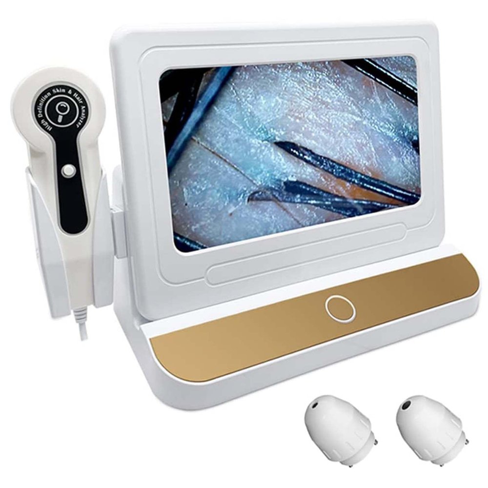 Skin Diagnosis Hair Analyzer, 10inch LCD Screen Digital Skin Detector, Multi Functional Hair Follicle Skin Analyser Skin Analyzer Machine Skin Pigment Tester for Scalp Diagnosis and Treatment