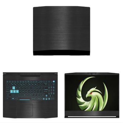 Decalrus - Protective Decal for The MSI Bravo 15 (15.6" Screen) Laptop Black Texture Brushed Aluminum Vinyl Cover wrap BAmsiBravo15Back