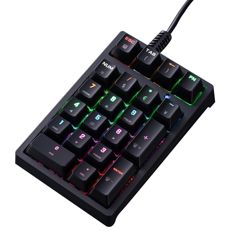 Wilitto Backlight Numeric Keypad for Laptop,21 Key Wired USB Mechanical Numpad, External Mini Numbers Keyboard for Laptop PC Computer Financial Tax Accounting Office Tool Black